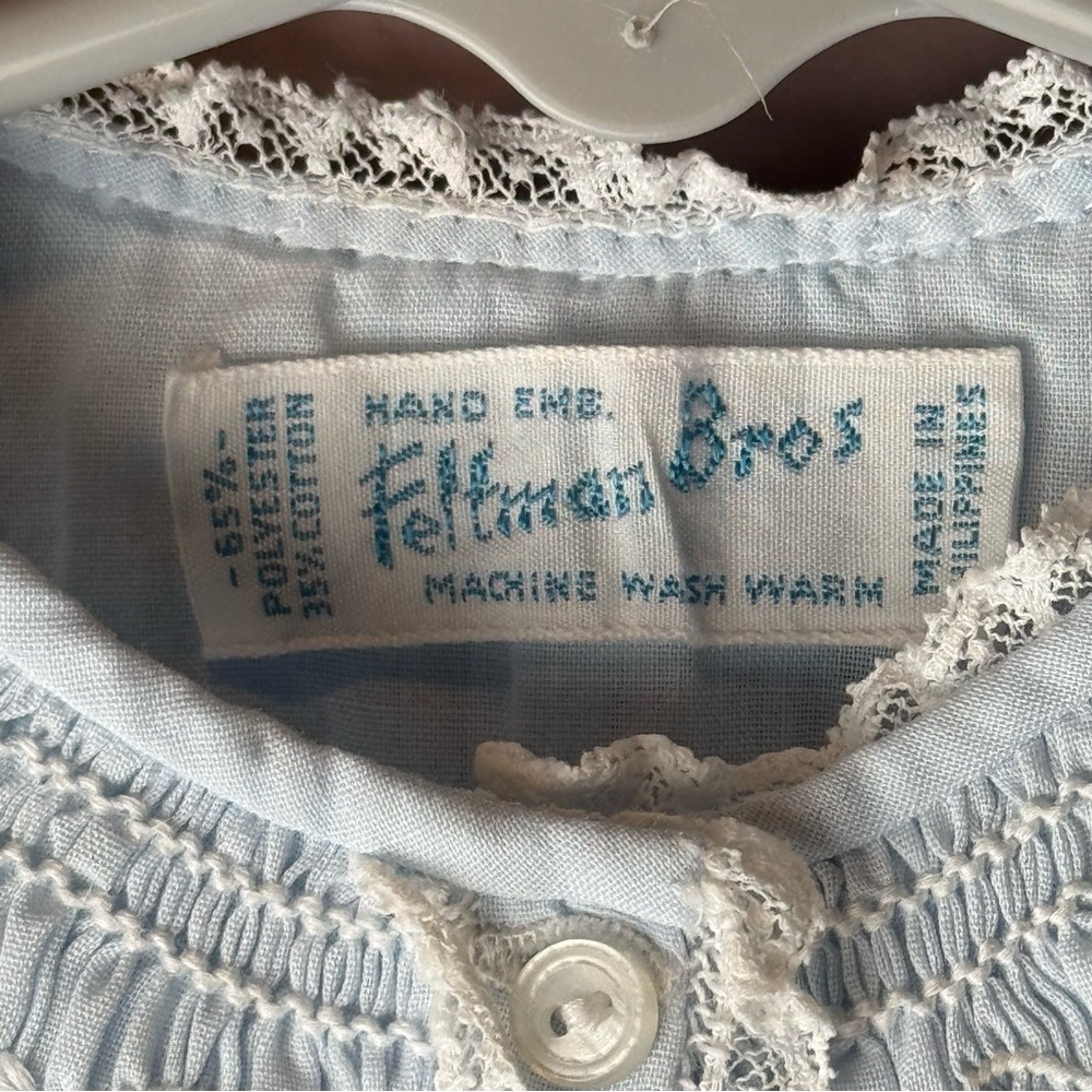 Feltman Bros Smocked Hand Embroidered Blue Dress - Picture 4 of 8